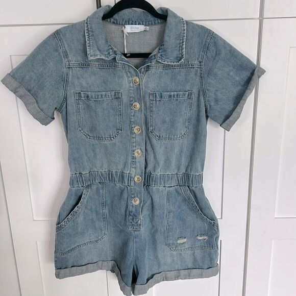 Bluivy Button Down Denim Romper -  L - EUC - Picture 1 of 6